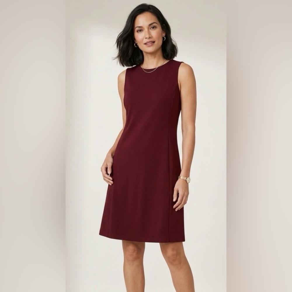 J Jill burgundy slight a-line cut dress size small.